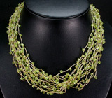 Необычное колье с перидотами Серебро 925