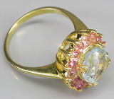 Кольцо из коллекции "Mia" с аквамарином и розовыми турмалинами Серебро 925