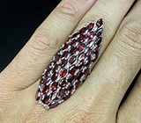 Роскошное крупное кольцо с гранатами Серебро 925