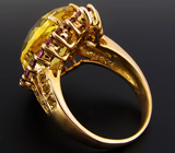 Кольцо из коллекции "Mia" с роскошным золотистым цитрином и родолитами Серебро 925