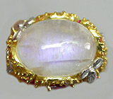 Кольцо с лунным камнем, розовыми сапфирами и цитринами Серебро 925