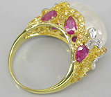 Кольцо с лунным камнем, розовыми сапфирами и цитринами Серебро 925