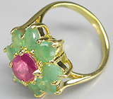 Кольцо из коллекции "Mia" с сапфиром и изумрудами Серебро 925