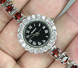 Часы на гранатовом браслете Серебро 925