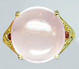 Кольцо с розовым кварцем и гранатами Серебро 925