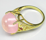 Кольцо с розовым кварцем и гранатами Серебро 925