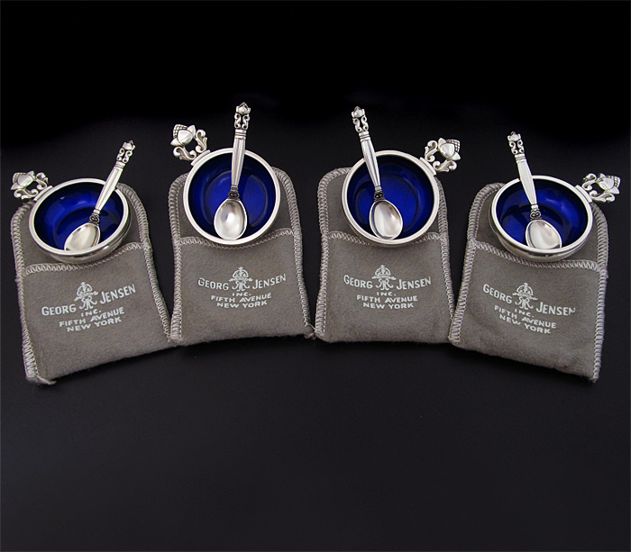Набор из 4 порционных солонок с ложечками от "Georg Jensen"