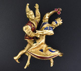 Винтажная брошь "Венецианский карнавал" с рубинами Золото