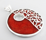 КРУПНЫЙ кулон с кораллом Серебро 925