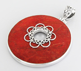 Крупный кулон с кораллом Серебро 925