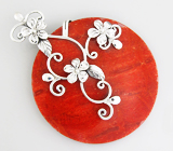 Крупный кулон с кораллом Серебро 925