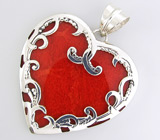 Кулон-сердце с кораллом Серебро 925
