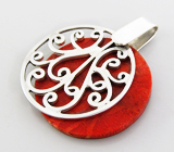 Оригинальный кулон с кораллом Серебро 925