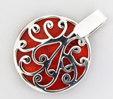 Оригинальный кулон с кораллом Серебро 925