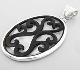 Крупный кулон с эбеновым деревом Серебро 925