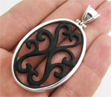 Крупный кулон с эбеновым деревом Серебро 925