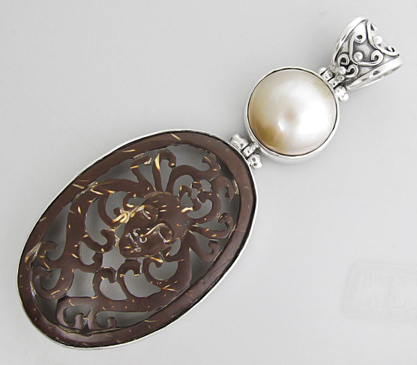 КРУПНЫЙ кулон с кокосовым деревом и жемчужиной Mabe