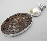 КРУПНЫЙ кулон с кокосовым деревом и жемчужиной Mabe Серебро 925