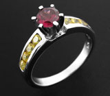 Кольцо из коллекции "Mia" с родолитом и желтыми сапфирами Серебро 925