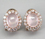 Серьги с розовым кварцем Серебро 925