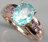 Кольцо из коллекции "Mia" с "неоновым" апатитом и танзанитами Серебро 925