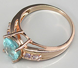 Кольцо из коллекции "Mia" с "неоновым" апатитом и танзанитами Серебро 925