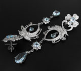 Роскошные крупные серьги с топазами Серебро 925