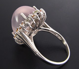 Кольцо с розовым кварцем и разноцветными сапфирами Серебро 925