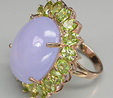 Крупное кольцо с халцедоном и перидотами Серебро 925