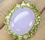 Крупное кольцо с халцедоном и перидотами Серебро 925