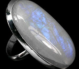 Крупное кольцо с лунным камнем Серебро 925