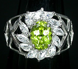 Ажурное кольцо с перидотом Серебро 925