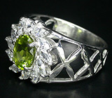 Ажурное кольцо с перидотом Серебро 925