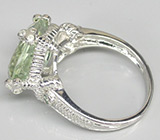 Элегантное кольцо с зеленым аметистом и сапфирами Серебро 925