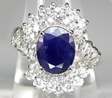 Эффектное кольцо с синим сапфиром Серебро 925