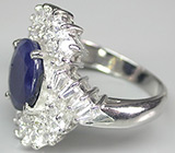 Эффектное кольцо с синим сапфиром Серебро 925