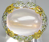 Замечательное кольцо с розовым кварцем, перидотами и аметистами Серебро 925