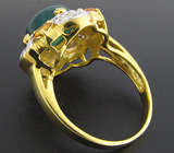 Кольцо из коллекции "Mia" с зеленым агатом и золотистыми сапфирами Серебро 925