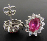 Серьги с розовыми сапфирами Серебро 925