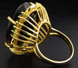 Крупное кольцо с дымчатым топазом, изумрудами и оранжевыми сапфирами Серебро 925