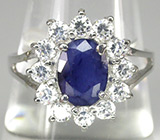 Изящное кольцо с насыщенно-синим сапфиром Серебро 925