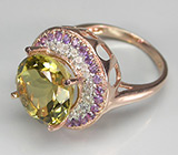 Кольцо с цитрином, бесцветными сапфирами и аметистами Серебро 925