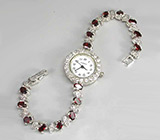 Часы на гранатовом браслете Серебро 925