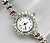 Часы на гранатовом браслете Серебро 925
