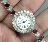 Часы на гранатовом браслете Серебро 925