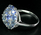 Замечательное кольцо с голубыми и синими сапфирами Серебро 925