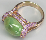 Высокое кольцо из коллекции "Mia" с пренитом и аметистами Серебро 925