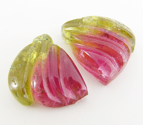 Пара резных арбузных турмалинов 12,19 карат