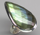 Стильное кольцо с лабрадоритом Серебро 925