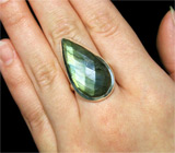 Стильное кольцо с лабрадоритом Серебро 925